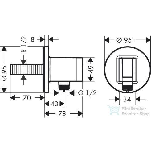 Hansgrohe AXOR SHOWERSOLUTIONS Porter zuhanytartó gégecső csatlakozóval,szálcsiszolt arany hatású 36733250