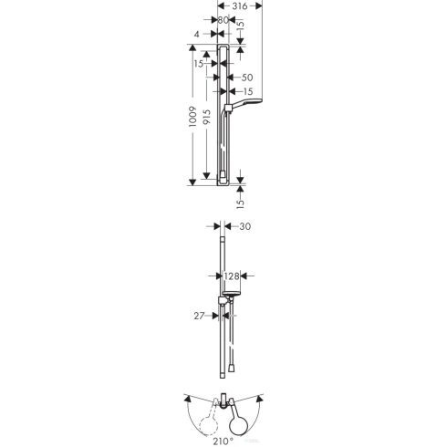 Hansgrohe AXOR CITTERIO E rudas zuhanyszett 3 funkciós kézizuhannyal,szálcsiszolt sárgaréz hatású 36735950