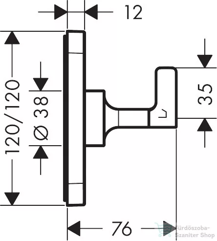 Hansgrohe AXOR CITTERIO E Trio/ Quattro falsík alatti elzáró- és váltószelep 12 x 12, szálcsiszolt arany hatású 36772250