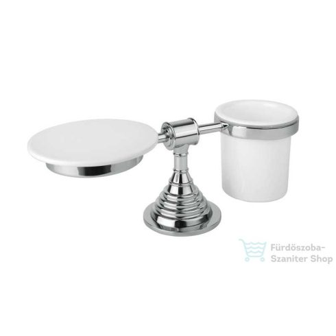 Bugnatese COMPLEMENTI Álló szappan+pohártartó csíkos fehér kerámiával króm színben 36801