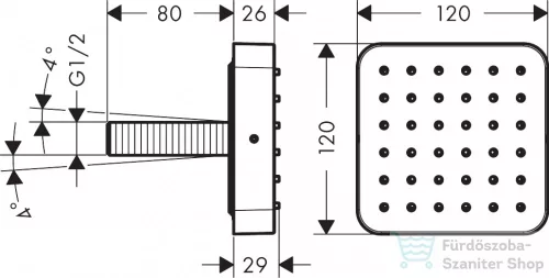 Hansgrohe Falsík alatti zuhanymodul 12 x 12 36822000
