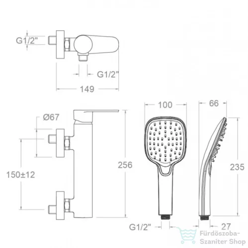 RamonSoler ALEXIA zuhany csaptelep zuhanyszettel, króm 36D310677