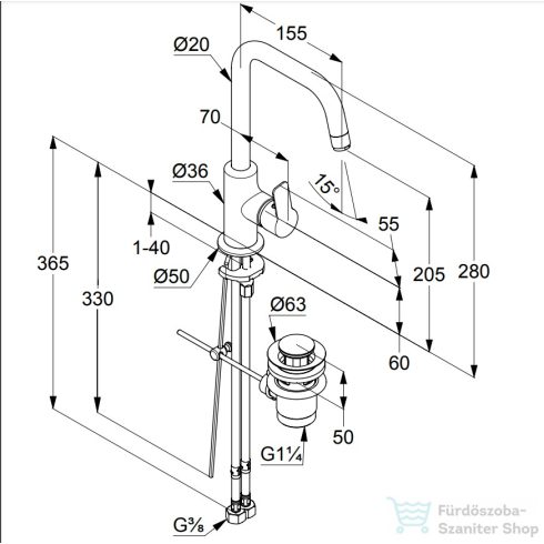 Kludi PURE&EASY magasított mosdócsaptelep króm 370230565