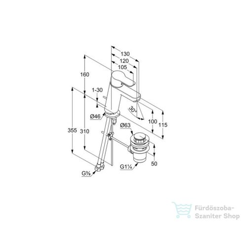 Kludi PURE&SOLID mosdócsaptelep 100, automata leeresztővel, króm 371900565WR5