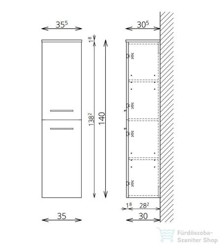 TBoss KAMI F140 2A kiegészítő szekrény, balos nyitással 37423060147