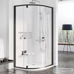   Ravak PIVOT PSKK3-100 100x100x190 cm-es íves zuhanykabin nyíló ajtóval,Fekete+Transparent,376AA300Z1