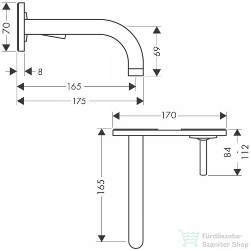 Hansgrohe AXOR UNO falsík alatti mosdócsaptelep 16,5 cm-es kifolyóval, nem zárható leeresztővel, polírozott fekete króm 38112330