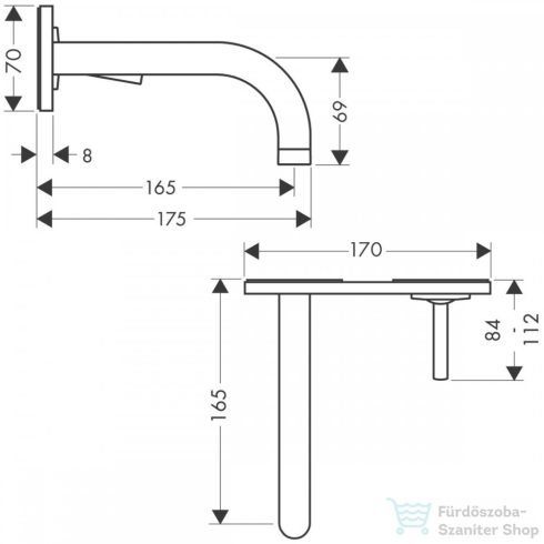 Hansgrohe AXOR UNO falsík alatti mosdócsaptelep 165 mm-es kifolyóval,nem zárható leeresztővel, szálcsiszolt nikkel 38112820