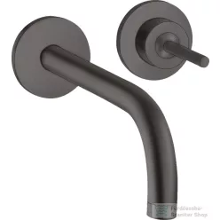   Hansgrohe AXOR UNO falsík alatti mosd ócsaptelep 16 cm-es kifolyóval, nem zárható leeresztővel, szálcsiszolt fekete króm 38113340