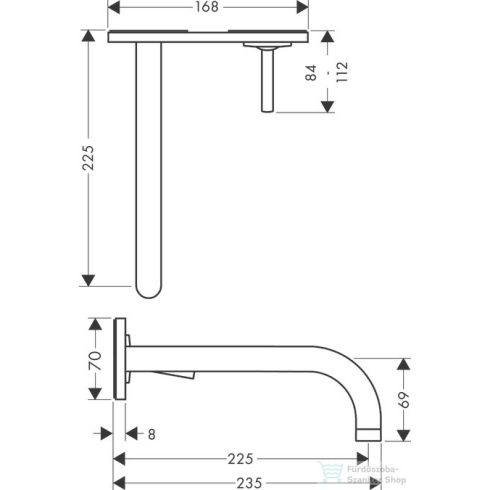 Hansgrohe AXOR Uno 2  egykaros mosdócsaptelep falsík alatti szereléshez dekorlappal  és hosszú kifolyóval DN15, króm 38115000