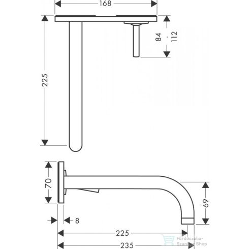 Hansgrohe AXOR UNO falsík alatti mosdócsaptelep 225 mm-es kifolyóval,nem zárható leeresztővel, szálcsiszolt nikkel 38115820