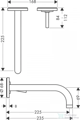 Hansgrohe AXOR UNO falsík alatti mosdócsaptelep 225 mm-es kifolyóval, nem zárható leeresztővel, polírozott fekete króm 38116330