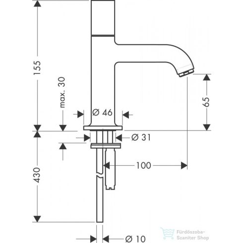 Hansgrohe AXOR UNO 70 hidegvizes mosdócsaptelep leeresztő nélkül, szálcsiszolt nikkel 38130820
