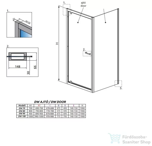 Radaway Twist DW 90 zuhanyajtó króm/átlátszó 382002-01