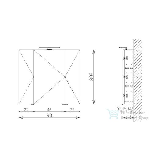 TBoss Mirror Box Senna 90 tükrös szekrény LED világítással 3822312106092402030