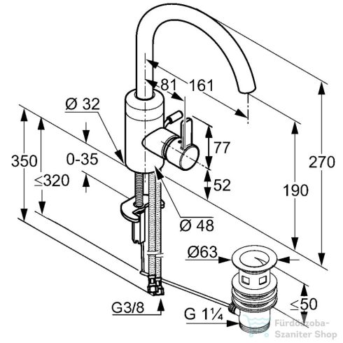 Kludi ZENTA oldalkaros mosdócsaptelep leeresztővel, króm 382550575