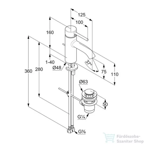 Kludi BOZZ egykaros mosdó csaptelep, automata leeresztővel, króm 382700576