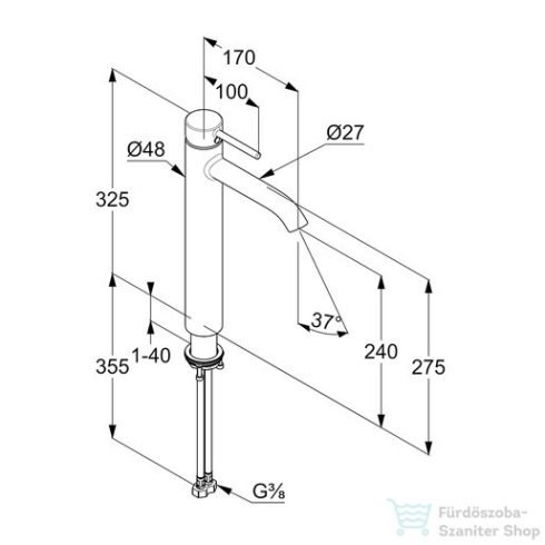 Kludi BOZZ magasított mosdócsaptelep matt fekete 382863976