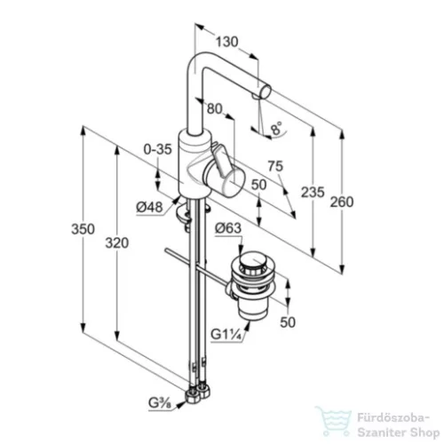 Kludi BOZZ egykaros mosdó csaptelep, automata leeresztővel, króm 382940576