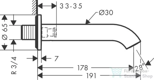 Hansgrohe AXOR Uno kádkifolyó ívelt, szálcsiszolt nikkel 38411820