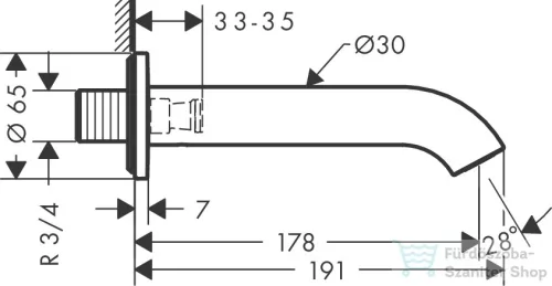 Hansgrohe AXOR UNO 178 mm-es kádkifolyó, polírozott arany hatású 38411990