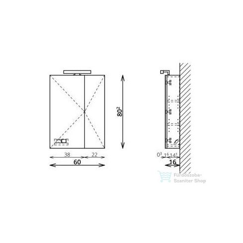 TBoss Mirror Box Tressa 60 tükrös szekrény LED világítással 385232010605241403