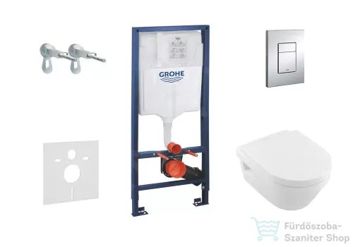 Grohe Rapid SL falra szerelhető WC szett, Villeroy & Boch Omnia Architectura CeramicPlus WC soft close ülőkével, Skate Cosmopolitan króm nyomólappal 38528SET-KB