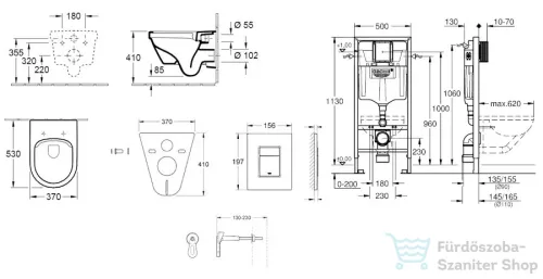 Grohe Rapid SL falra szerelhető WC szett, Villeroy & Boch Omnia Architectura CeramicPlus WC soft close ülőkével, Skate Cosmopolitan króm nyomólappal 38528SET-KB