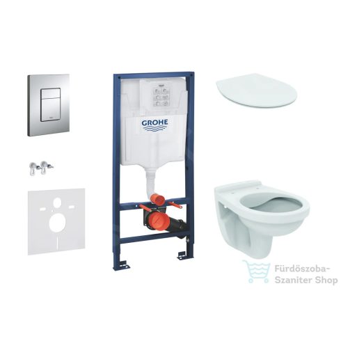 Grohe Rapid SL falra szerelhető WC szett, Ideal Standard Alpha WC soft close ülőkével, Skate Cosmopolitan króm nyomólappal 38528SET-KD