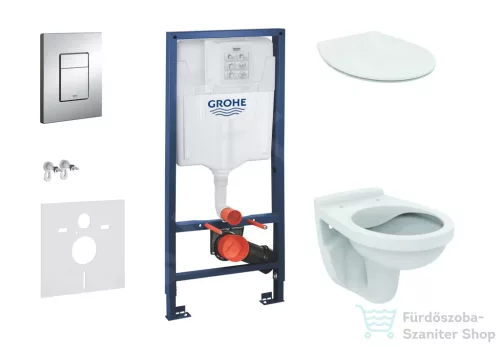Grohe Rapid SL falra szerelhető WC szett, Ideal Standard Alpha WC soft close ülőkével, Skate Cosmopolitan króm nyomólappal 38528SET-KD