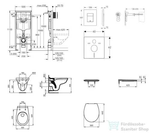 Grohe Rapid SL falra szerelhető WC szett, Ideal Standard Alpha WC soft close ülőkével, Skate Cosmopolitan króm nyomólappal 38528SET-KD