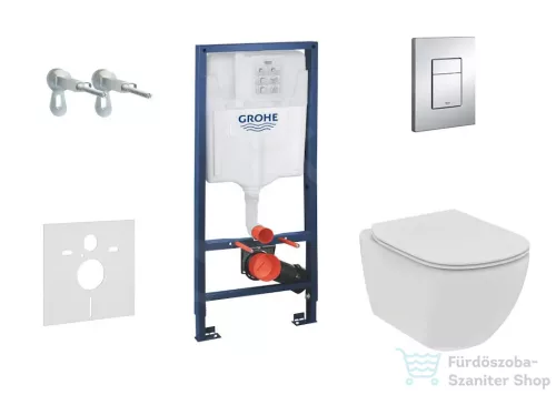Grohe Rapid SL falra szerelhető WC szett, Ideal Standard Tesi WC soft close ülőkével, Skate Cosmopolitan króm nyomólappal 38528SET-KE