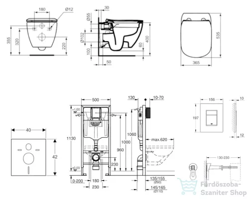 Grohe Rapid SL falra szerelhető WC szett, Ideal Standard Tesi WC soft close ülőkével, Skate Cosmopolitan króm nyomólappal 38528SET-KE