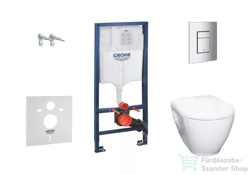 Grohe Solido falra szerelhető WC szett, Bau Ceramic WC soft close ülőkével, Skate Cosmopolitan króm nyomólappal 38528SET-KH