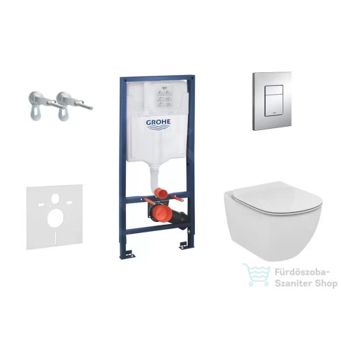 Grohe Rapid SL falra szerelhető WC szett, Ideal Standard Tesi Aquablade WC soft close ülőkével, Skate Cosmopolitan króm nyomólappal 38528SET-KU