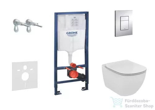 Grohe Rapid SL falra szerelhető WC szett, Ideal Standard Tesi Aquablade WC soft close ülőkével, Skate Cosmopolitan króm nyomólappal 38528SET-KU