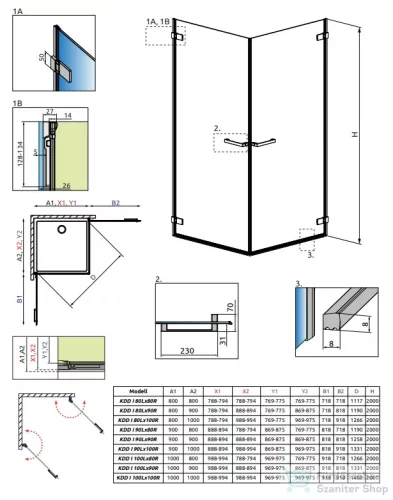 Radaway Arta KDD I 100x100 zuhanykabin 386062-03-01L+386062-03-01R