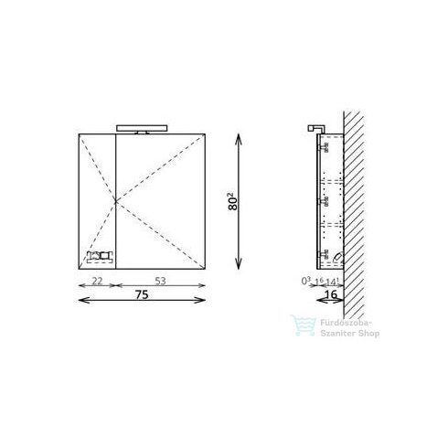 TBoss Mirror Box Tressa 75 tükrös szekrény LED világítással 386232010605241403