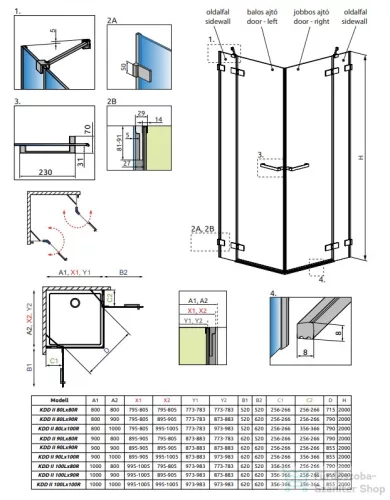 Radaway Arta KDD II 80J zuhanyajtó 386420-03-01R+386170-03-01R
