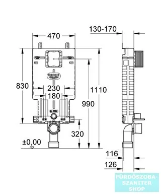Grohe Uniset 38643001 wc tartály fali wc-hez