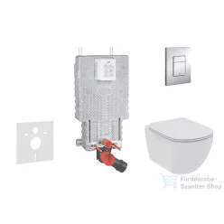   Grohe Uniset falra szerelhető WC szett, Ideal Standard Tesi Rimless WC soft close ülőkével, Skate Cosmopolitan króm nyomólappal 38643SET-KE