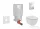 Grohe Uniset falra szerelhető WC szett, Ideal Standard Tesi Rimless WC soft close ülőkével, Skate Cosmopolitan króm nyomólappal 38643SET-KE