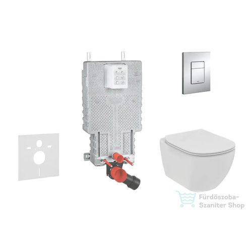 Grohe Uniset falra szerelhető WC szett, Ideal Standard Tesi Rimless WC soft close ülőkével, Skate Cosmopolitan króm nyomólappal 38643SET-KE