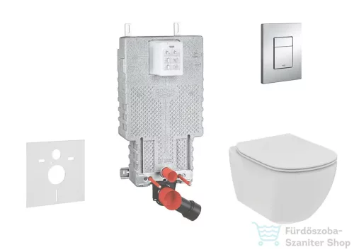 Grohe Uniset falra szerelhető WC szett, Ideal Standard Tesi Rimless WC soft close ülőkével, Skate Cosmopolitan króm nyomólappal 38643SET-KE