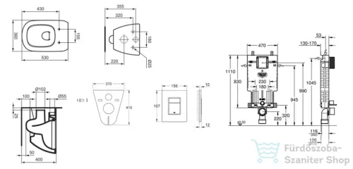 Grohe Uniset falra szerelhető WC szett, Ideal Standard Tesi WC soft close ülőkével, Skate Cosmopolitan króm nyomólappal 38643SET-KF