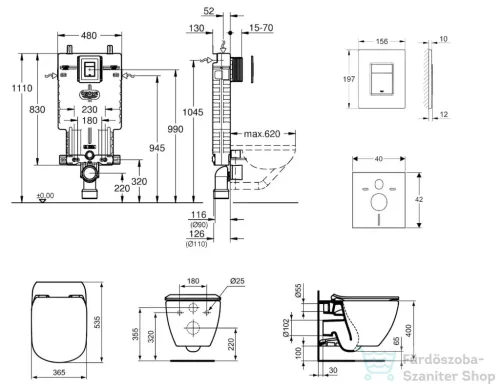 Grohe Uniset falra szerelhető WC szett, Ideal Standard Tesi Aquablade WC soft close ülőkével, Skate Cosmopolitan króm nyomólappal 38643SET-KU