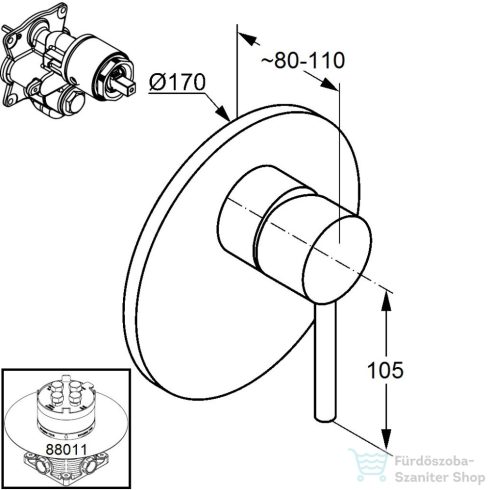 Kludi BOZZ falsík alatti zuhany csaptelep, belső egység nélkül, fehér 386555376