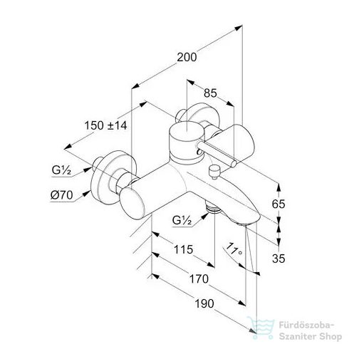 Kludi BOZZ egykaros kádtöltő- és zuhanycsap, szálcsiszolt arany 38691N076
