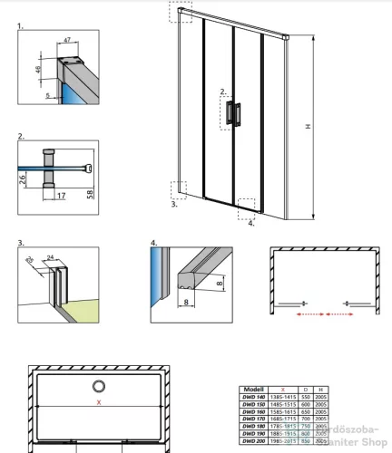 Radaway Idea DWD Black 150 tolóajtó 387125-54-01