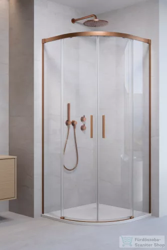 Radaway Idea 6 PDD 80x80 íves zuhanykabin, szálcsiszolt réz profil 387139-01-01+387141-93-01